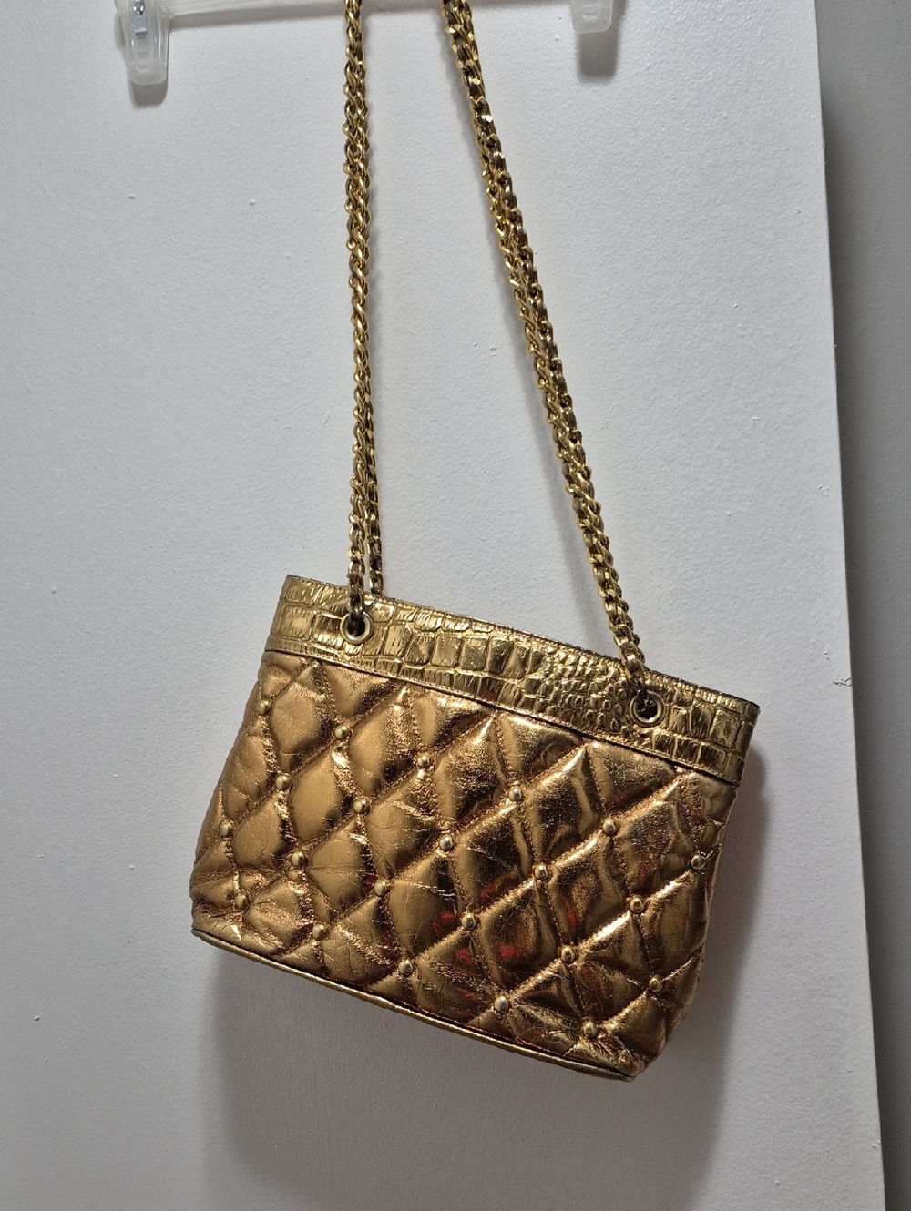 Gold Quilted Chain Shoulder Bag
